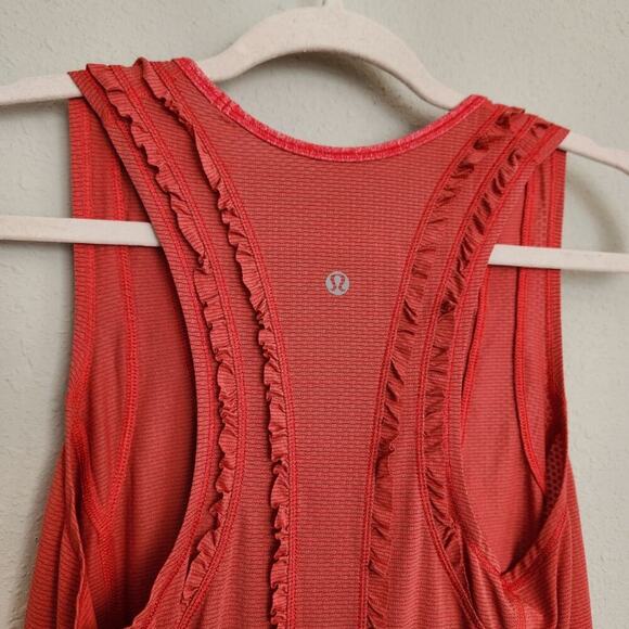 Lululemon Mind Over Matter Red Ruffle Cinch Tank Size 4 - Picture 10 of 12